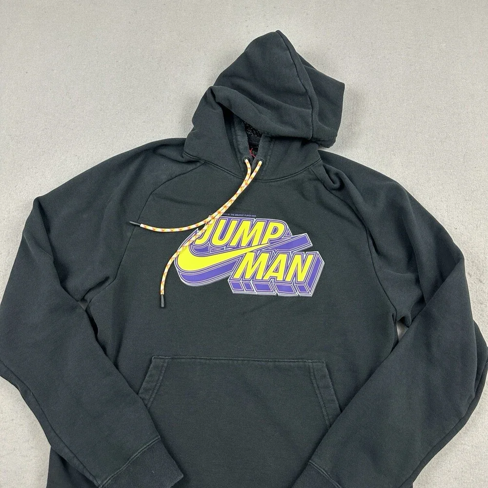 Jordan Hoodie Men Medium Black Jumpman Graphic Sweatshirt Pullover Basketball M
